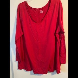 Lane Bryant vneck 3/4 sleeve tshirt 22/24 red